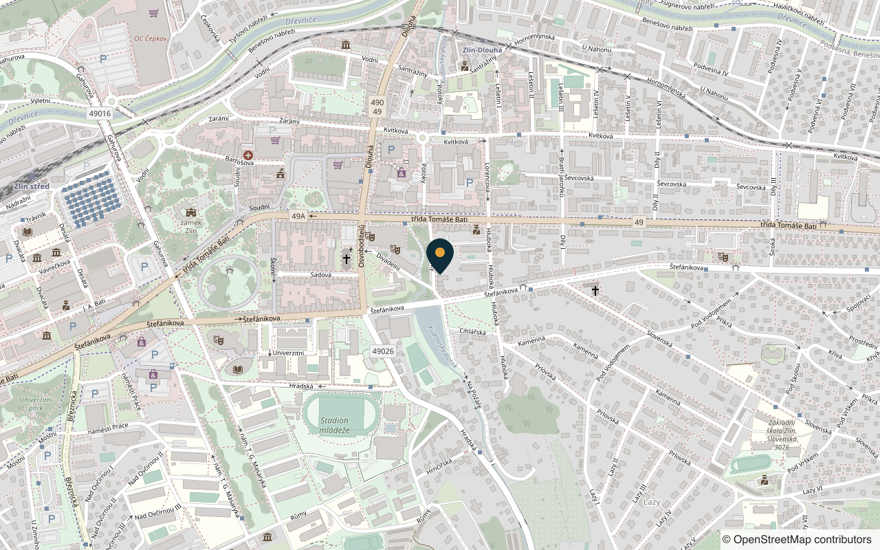 Mapa: Potoky 5431, 760 01 Zlín